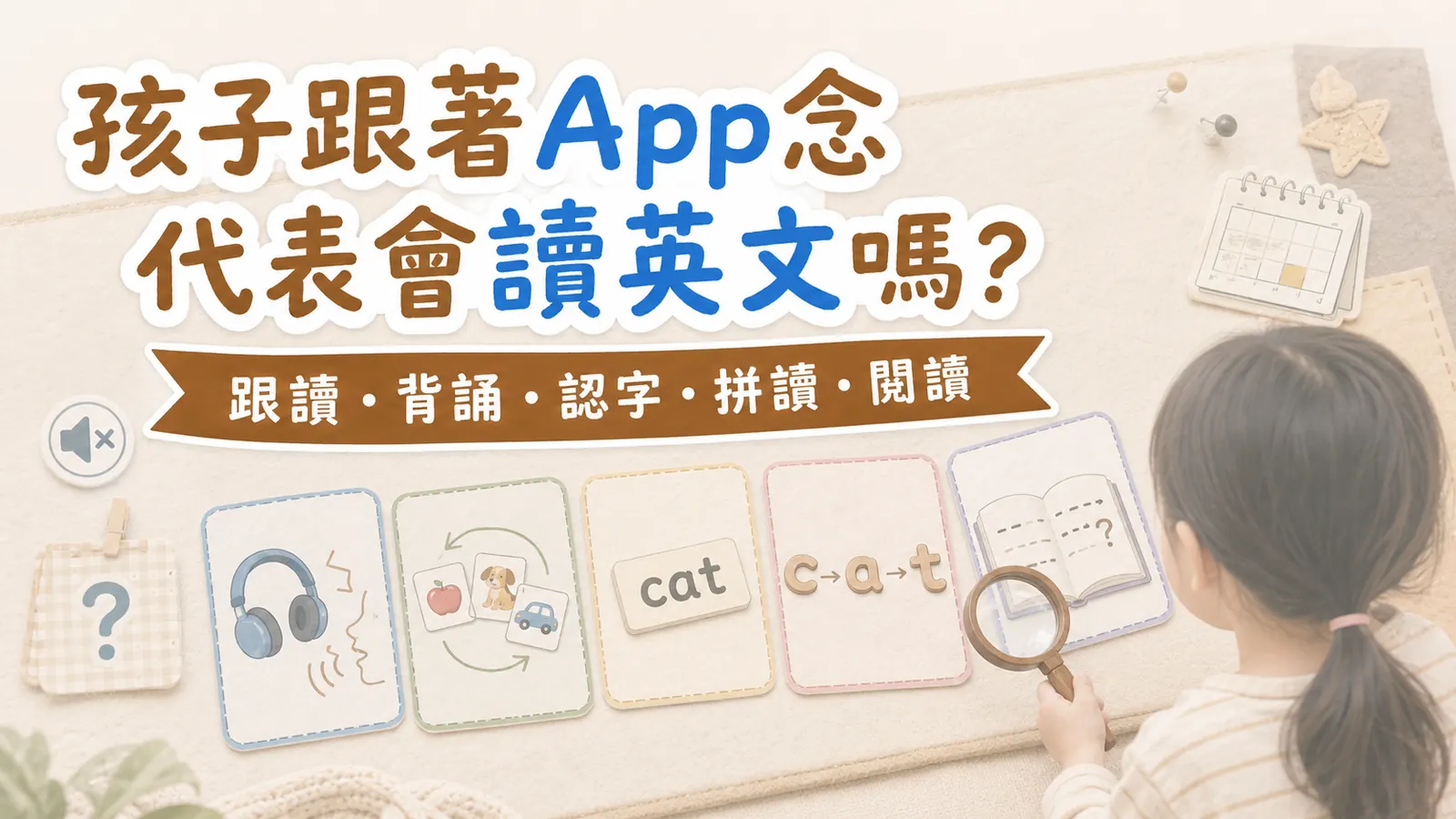 孩子會跟著App念，代表會讀英文嗎？跟讀、背誦、認字、拼讀與閱讀的差別